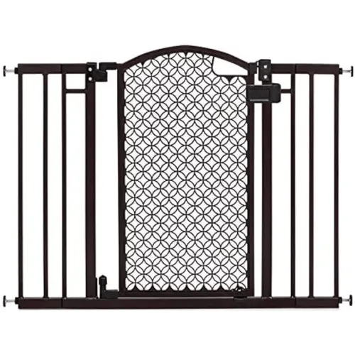 Summer Infant Modern Home Safety Baby Gate, Fits Openings 28-42” Wide, Espresso Metal and Plastic, for Doorways and Stairways, 30” Tall Walk-through Baby and Pet Gate