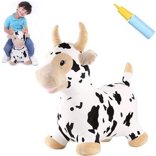 INPANY Bouncy Cow, Plush Cow Hoppers Toys for 2-4 Kid, Indoor & Outdoor Fun
