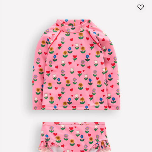 Logo Rash Vest Set-Pink Flower Garden | Boden USA