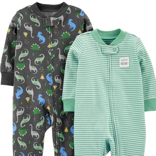 Simple Joys by Carter's baby-boys 2-way Zip Thermal Footed Sleep and Play, Pack of 2
