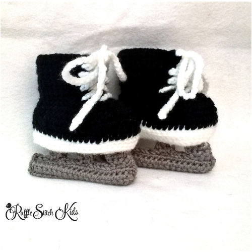 Custom Order Hand Crochet Baby Ice Hockey Skates Newborn-12mos
