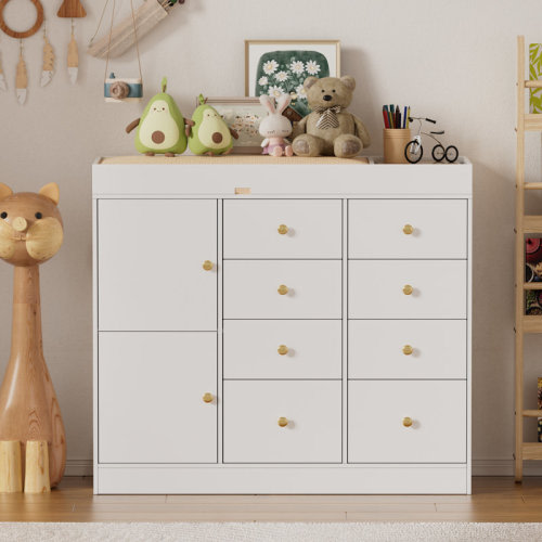 Casanookk Changing Table Dresser With Drawers,modern Baby Dresser With Changing Table Top For Nursery,diaper Changing Station Organizer For Infants Newborn,white & Reviews | Wayfair