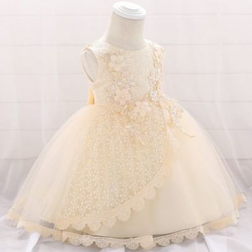 MyKids-Usa Baby Girl Floral Embroidered Pattern Full Moon Christening Sequins Tutu Dress