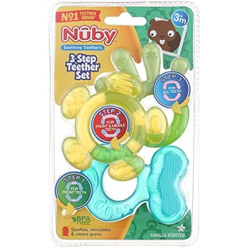 Nuby 3 Step Soothing Teether 3 Piece Set- Boy