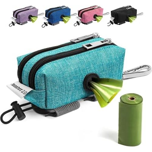 Dog Poop Bag Holder for Leashes and Treat Holder with 2 Waterproof Pouches