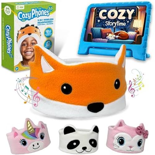 Toddler Headphones Wireless, Kids Bluetooth Earphones, Safe Volume - Wired School Headphones for Kids with 3.5 MM Jack and Travel Bag - Toddler Airplane Accessories for Boys & Girls - Panda