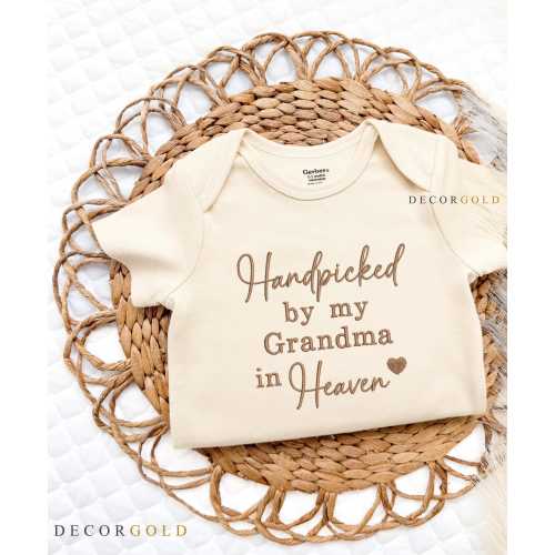 Embroidered Handpicked by My Grandma In Heaven Onesie® Baby Pregnancy Announcement, Grandma Onesie® Heaven, Baby Shower Gift,