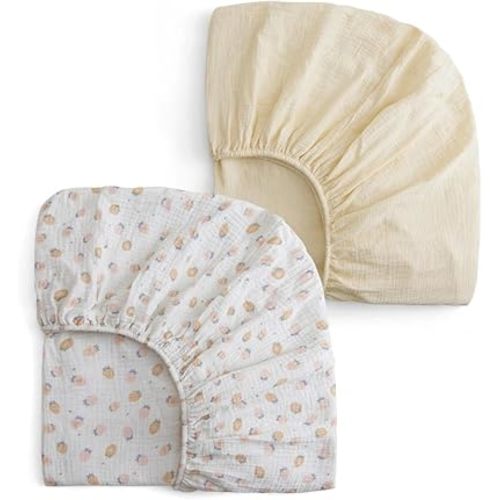 Muslin Crib Sheets for Girl Boy, 100% Cotton Neutral Baby Crib Sheets Fitted for Standard Crib Mattress, Soft and Breathable - 28"x 52", 2 Pack (Strawberry, Cream)