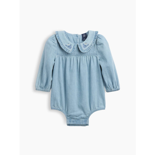 Baby Embroidered Denim Bubble Bodysuit