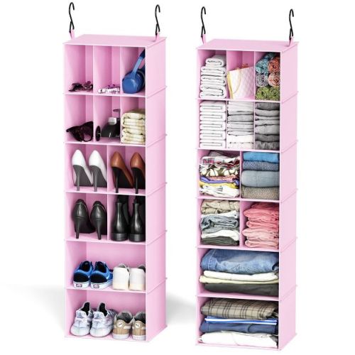 2 Pack Hanging Closet Organizer and Storage with Dividers ,efficient shoe storage in closets, wardrobes, RVs, and garment racks-SpaceAid®