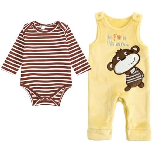 JiAmy Baby Boy Girl Fall Clothes Newborn Long Sleeve Outfit Baby Animal Two-piece Set Romper Overall