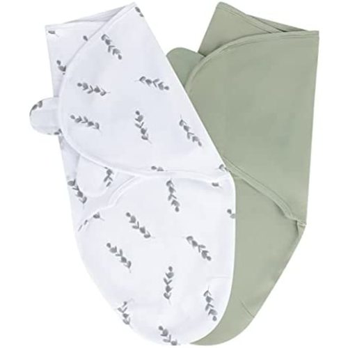 Ely's & Co. Adjustable Swaddle Blanket Infant Baby Wrap 2 Pack (Sage, 0-3 Months)