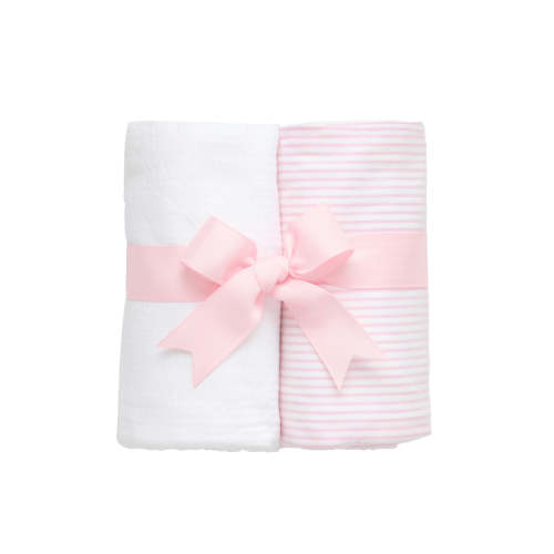 Pink & White Seersucker Stripe Burp Pads Set of 2