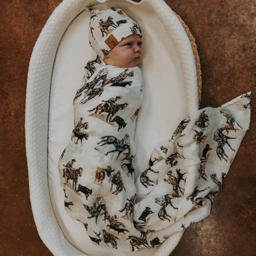 Stop the Clock Bamboo Muslin Swaddle – Cowkid Clothing Company
