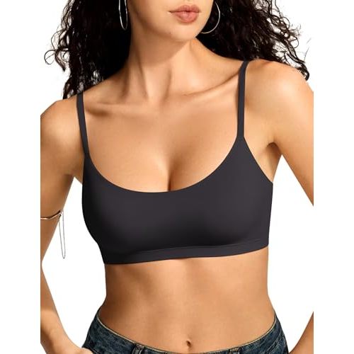 Vertvie Women Soft Bralette Wireless Unlined Cami Bra | No Padding, Seamless, No Underwire, Scoop Neck, Pullover Style, Dual-layer Stretch, Comfortable for Sleep, T-Shirts, Everyday