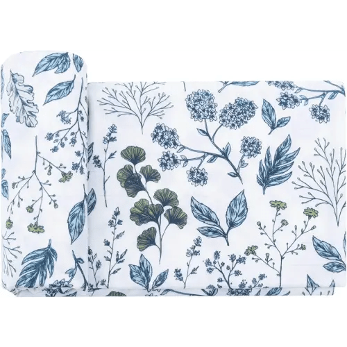 LifeTree Baby Swaddle Blanket, 70% Viscose from Bamboo and 30% Cotton Muslin Swaddles Blankets Boys Girls, Swaddling Blanket for Newborn, Super Soft Large 47" x 47", Blue and White Porcelain