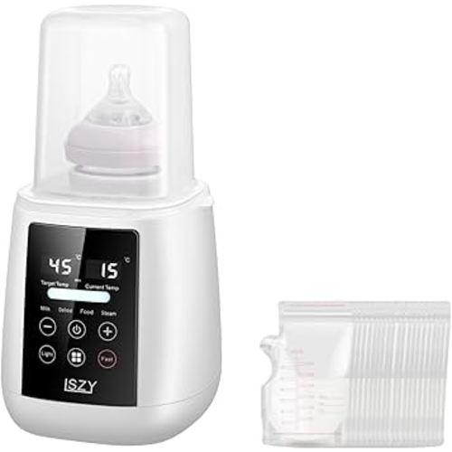 Bottle Warmer, LSZY 12-in-1 Fast Baby Bottle Warmer for Breastmilk/Formula w/20 Bags, Night Light, Milk Warmer with Accurate Temp Control 48H Keep,Thaw, Food Heating Sterili-zing (Black Screen)