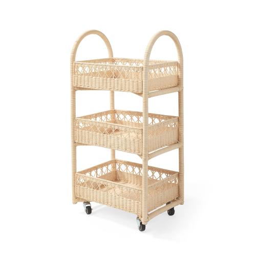 Farley Wicker Rolling Storage Cart | Serena and Lily