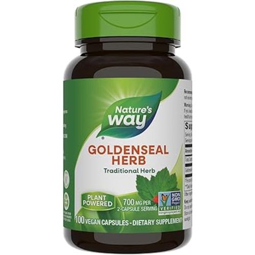 Nature's Way Goldenseal, Traditional Herb, 700 mg per 2-Capsule Serving, Non-GMO Project Verified, Vegan, 100 Capsules
