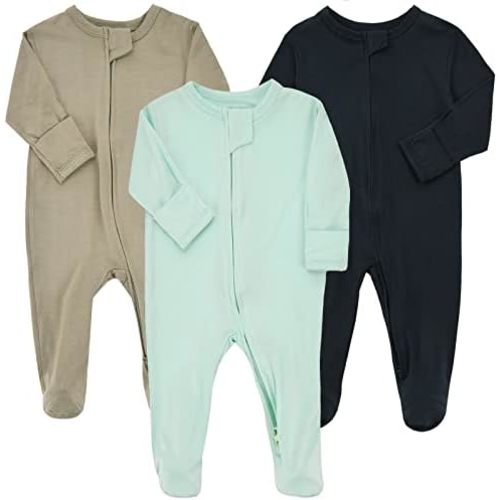 Aablexema 3pcs Baby Footed Pajamas Rayon of Bamboo