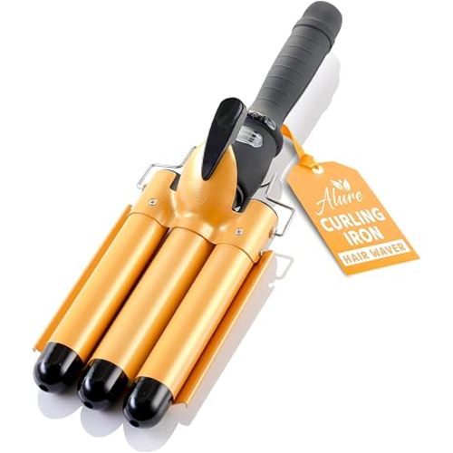 Alure Three Barrel Curling Iron Wand, 1 Inch Ceramic Tourmaline Hair Waver