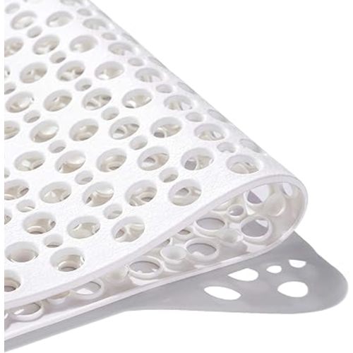 Nonslip Bath Tub Shower Mat with Suction Cups, Extra Soft TPE Bath Mat for Kids, Bathtub Bathroom Mats, Machine Washable, Smooth/Non-Textured Tubs Only, 35L x 16W Inch(White)