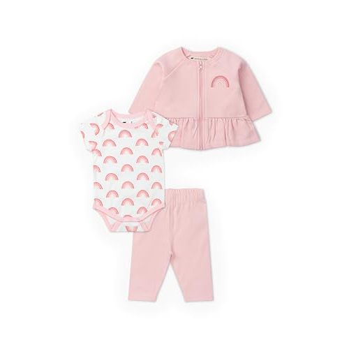 monica + andy Baby Outfit Set, 100% Organic Baby Clothes, Zip Up Jacket, Bodysuit & Pants, Sizes For Newborn & Infant