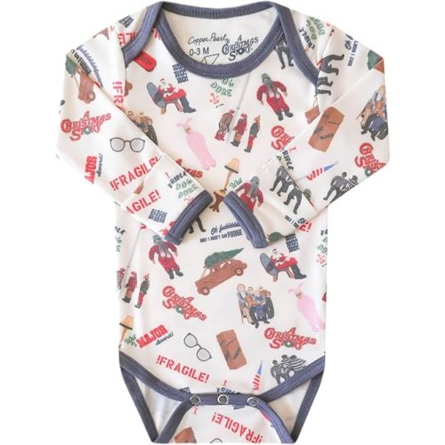 Copper Pearl Long Sleeve Bodysuit Baby: Ultra Soft Baby for Newborns, Boys, and Girls - Stylish, Comfortable, Overlap Shoulders, Premium Knit Fabric - 0-3 Months, A Christmas Story