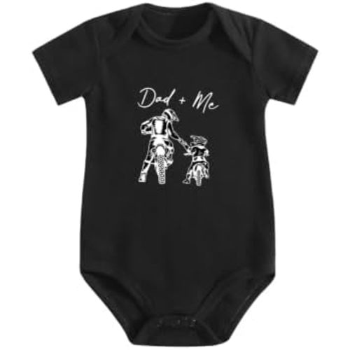 Unisex Baby Girls Boys Dad And Me Dirt Bike Silhouette Pure Cotton Baby Bodysuit Trendy Infant Onesie