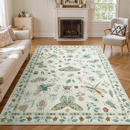 Lahome Insect Area Rugs 5x7, Soft Washable Rugs for Living Room Nursery