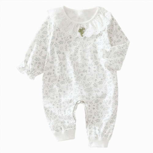 enyan Infant Baby Girl Long Sleeve Romper Cotton Cute Style Newborn Toddler Jumpsuit Outfit(Light Gray,6-9 Months)