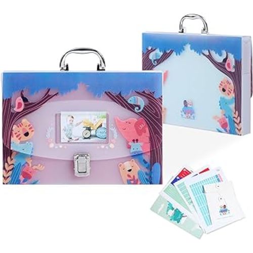 12 Pockets Baby File Organizer for Boy or Girl, Our Baby Paperwork Organizer with Silver Metal Handle, Lock, Pregnancy Documents, Baby Record Folder, Baby Paper Organizer, Baby Folder