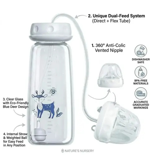 3-in-1 Silicone Newborn Bottle (240ml) - Wider-Neck Feeding Bottle with Adjustable Fast-Flow Nipple, Straw, Sippy Cup Function, Baby Accessories, Newborn Bottles - TikTok Shop