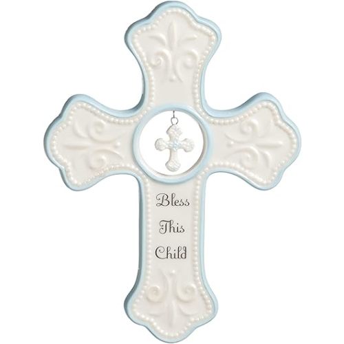 NAT and Jules Bless This Child Hanging Cross, Blue