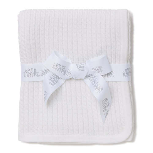 White Cable Knit Receiving Blanket