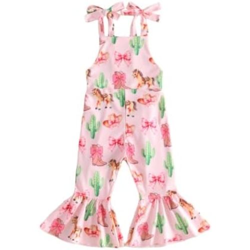 Toddler Cowgirl Outfit Baby Girl Romper Bell Bottom Flare Jumpsuit