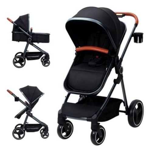 Lightweight 2 in 1 Baby Bassinet Stroller 0-36 Months, Reversible Seat & Umbrella, Foldable Compact Travel Stroller for Infant & Newborn