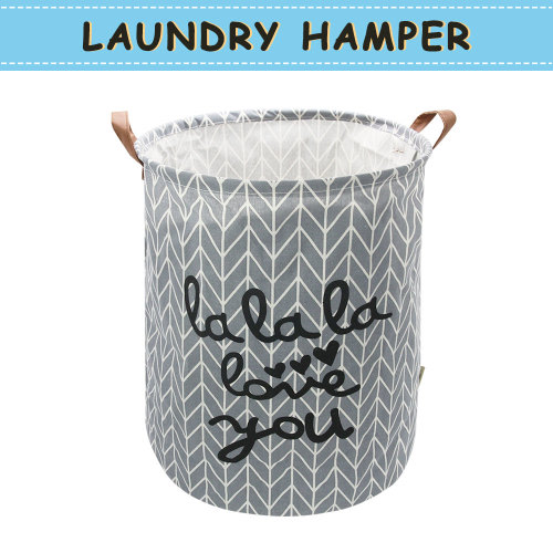 Howarmer Large Gray Storage Baskets, Collapsible Cloth Hamper Bin Organizer with Handle for Kids Room,Shelf Basket,Toy Organizer, Love You