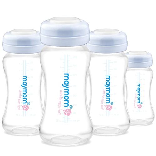 Maymom Wide Neck Breastmilk Collection and Storage Bottle 9oz; Remarkable SureSeal Disc. Compatible with Spectra S2, Spectra S1 Spectra 9+ and Avent Breast Pumps