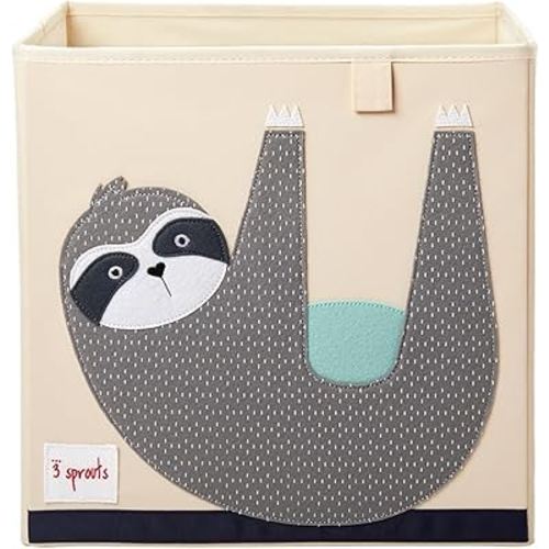 3 Sprouts Toy Storage Organizer: Toy Box Cube Organizer for Playroom, Nursery - Foldable Storage Bin - Sloth