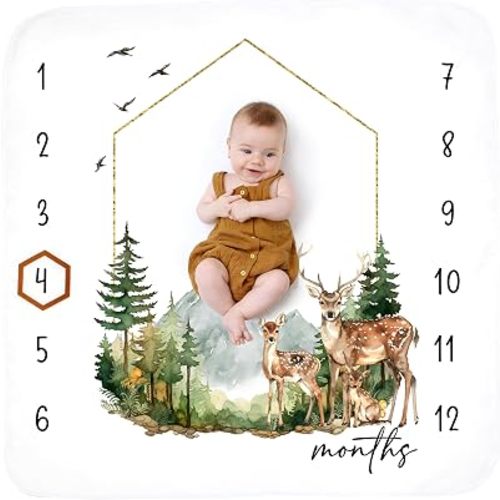 Baby Monthly Milestone Blanket for Boys, Oeko-Tex Certified Fleece