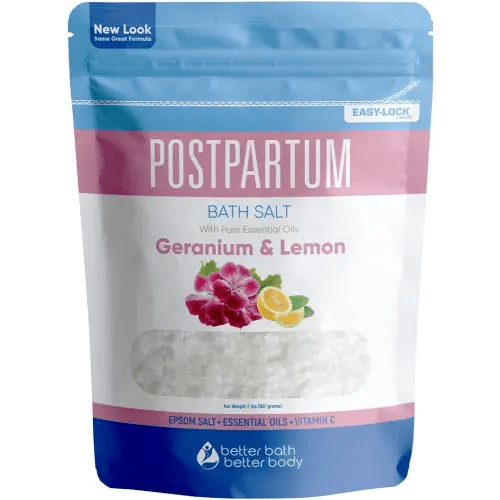 Postpartum Sitz Bath Soak (2 Lbs) Postpartum Care for New Moms Bath Salt with Essential Oils in Easy Press-Lock BPA-Free Pouch Made with Natural Ingredients Made in USA