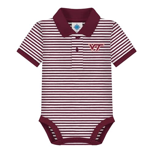Creative Knitwear College Baby Striped Polo Bodysuit - Team Logo, Multiple Colors, for Boys & Girls (0-12 Months)
