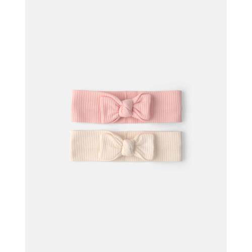 Baby Girl 2-Pack Headbands - Pink/Ivory