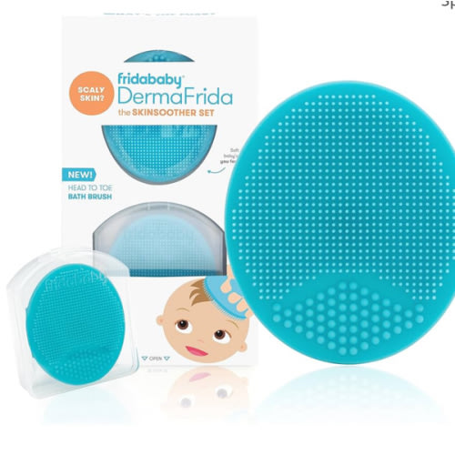 Frida Baby DermaFrida The SkinSoother Baby Bath Brush, Cradle Cap Brush for Babies, Baby Essential for Dry Skin, Cradle Cap Treatment and Eczema, 2 Pack