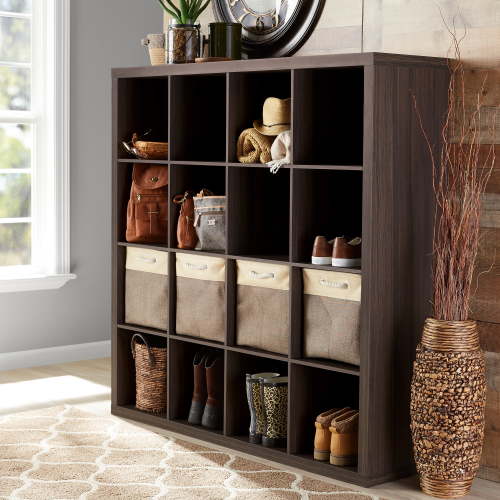 Better Homes & Gardens 16 Cube Storage Organizer, Tobacco Oak