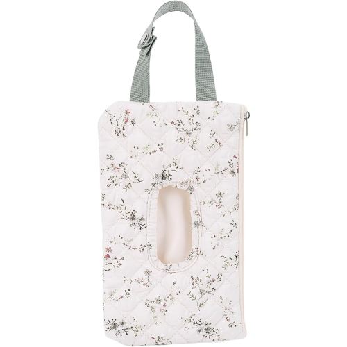 Canvas Quilted Baby Wipes Dispenser Wet Wipe Pouch for Women (Green Leaves)