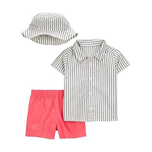 9 Months Baby Boy Carter's 3-pc. Button-Down Shirt, Shorts & Hat Set