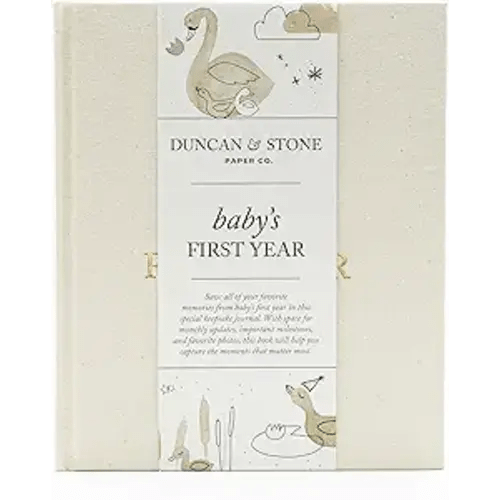 Baby Book Keepsake - Linen Baby Memory Book To Record Milestones, Photos, Ultrasounds & More (Cream, 112 Pages)