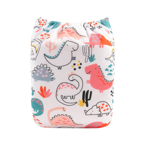 ALVABABY Positioning Cloth Diaper - One Size Adjustable Washable & Reusable Diaper for Babies and Toddlers (Dinosaur, YDP129A)